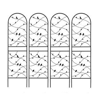 4 Pack-71 in. x 19.7 in. Outdoor Black Metal Garden Trellis Great Metal Garden Trellis for Climbing Plants | The Home Depot