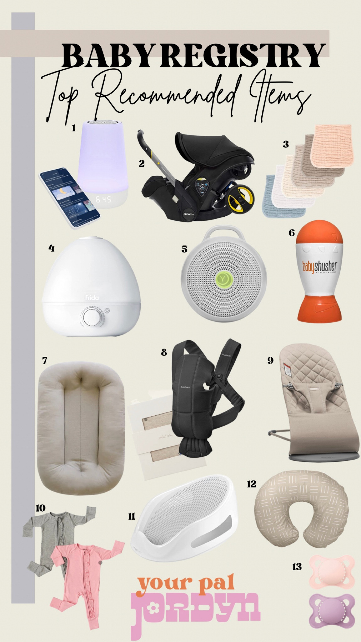 Top Recommended Items for Your Baby Registry — Picks by Moms. Items in Order:

1. Hatch Sound Machine
2. Doona Stroller
3. Muslin Burp Cloths
4. Frida Humidifier
5. Travel Sound Machine
6. Baby SUSHER
7. Baby Lounger
8. Baby Carriers
9. Baby Rocker or Swing
10. Bamboo PJs
11. Bathtub seat
12. Boppy Pillow
13. Mam Pacifier 

Baby registry, maternity finds, baby items

#LTKunder100 #LTKunder50 #LTKbaby