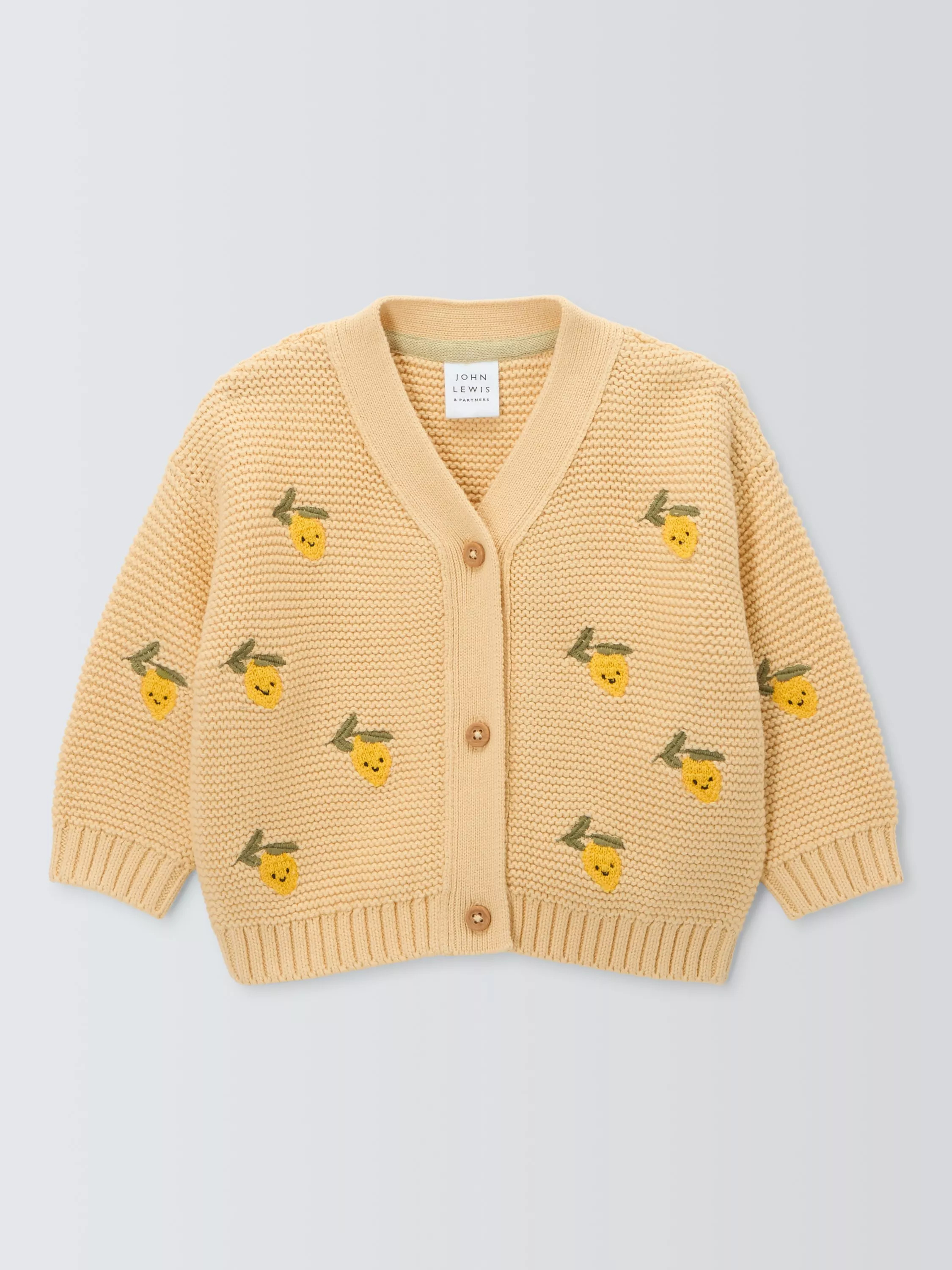 John Lewis Baby Lemons Cardigan, Yellow | John Lewis (UK)