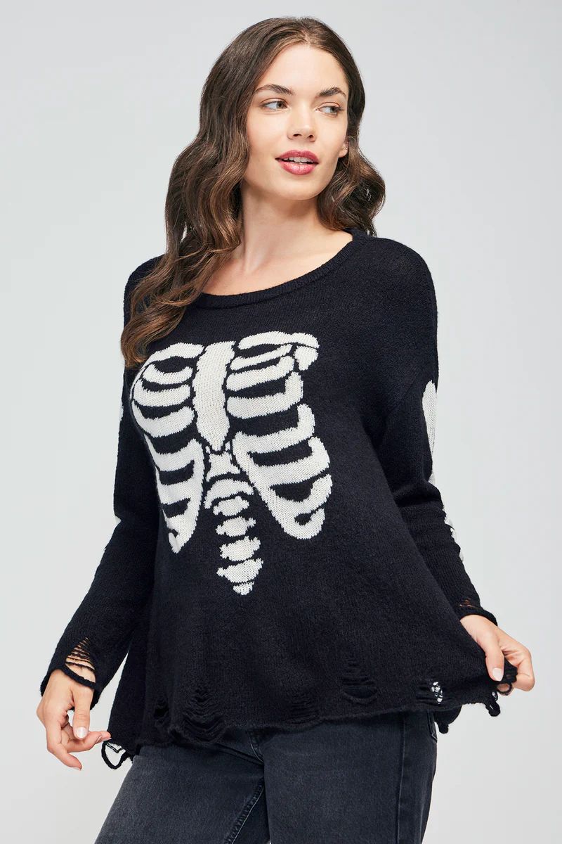 Rockstar Ribcage Lennon Sweater | Black | Wildfox