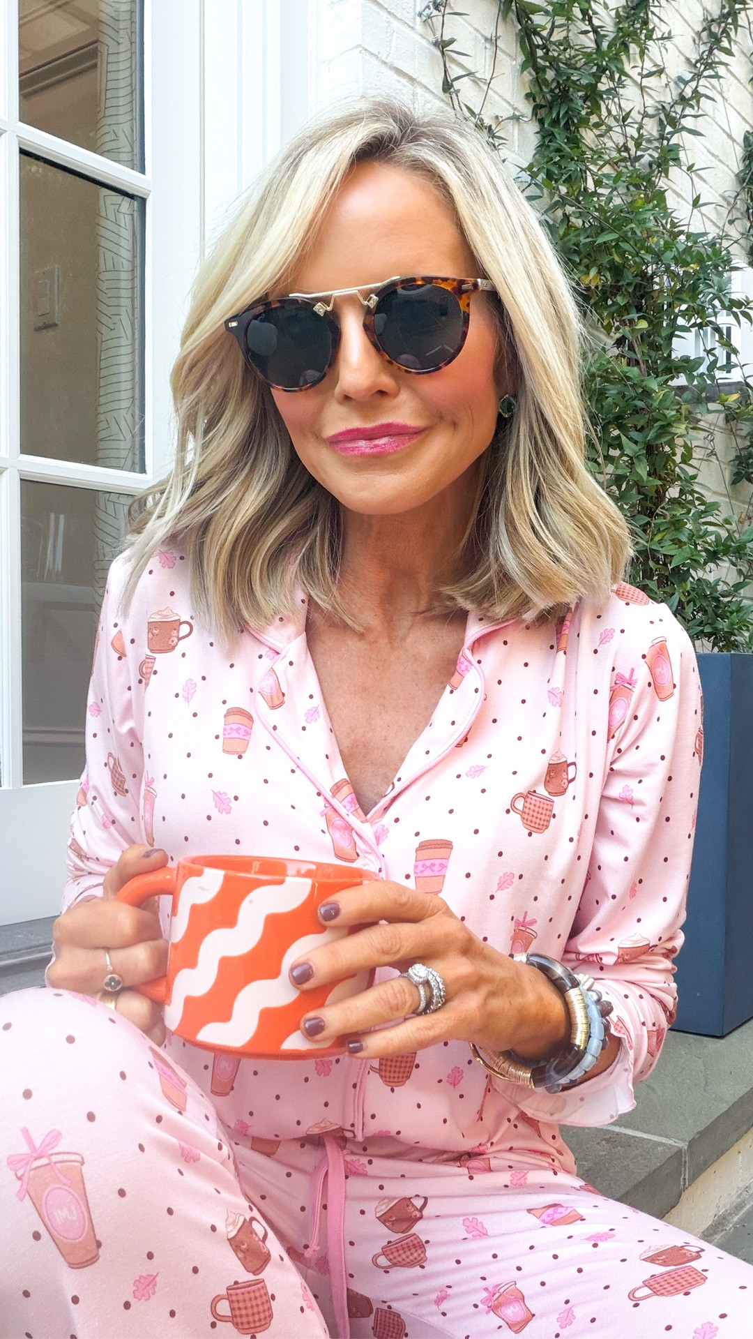 cozy @inmyjammers with a cup of coffee in hand = the perfect Saturday to me! use code NATASHA10 for 10% off • wearing size small