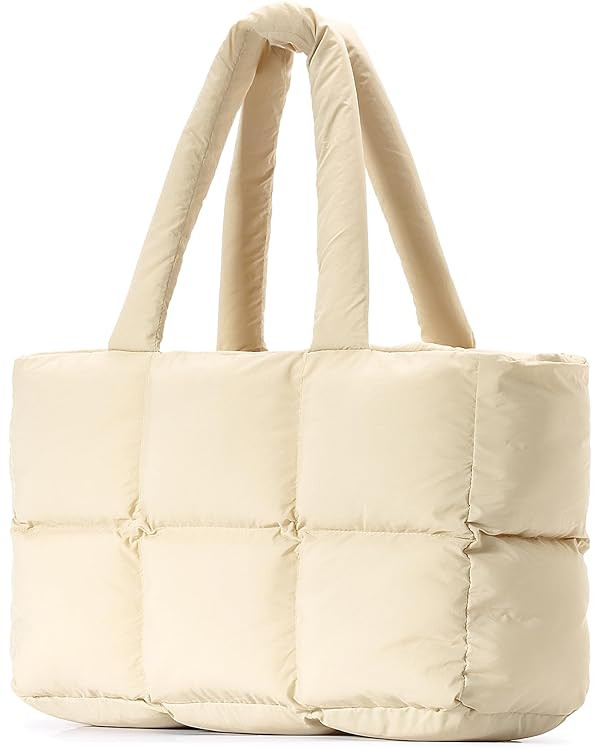 Herald Puffer Tote Bag for Women, Large Quilted Puffy Handbag Lightweight Satchel Purse for Work ... | Amazon (US)