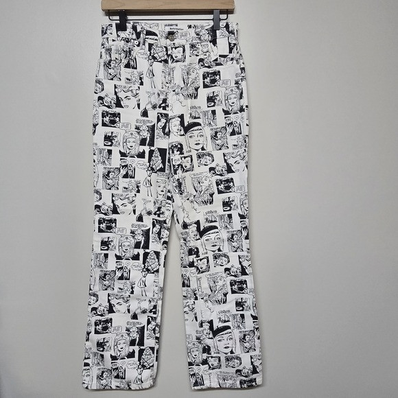 Reformation Newsprint Comic‎ Jeans 26 White Black Denim Straight Leg HIgh Rise | Poshmark