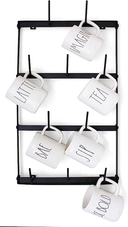 Amazon.com: Mini Coffee Mug Rack - 4 Row Metal Wall Mounted Storage Display Organizer for Coffee ... | Amazon (US)