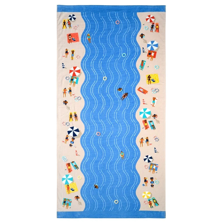 Mainstays Day at Beach Multicolor Beach Towel, 72 in x 36 in | Walmart (US)