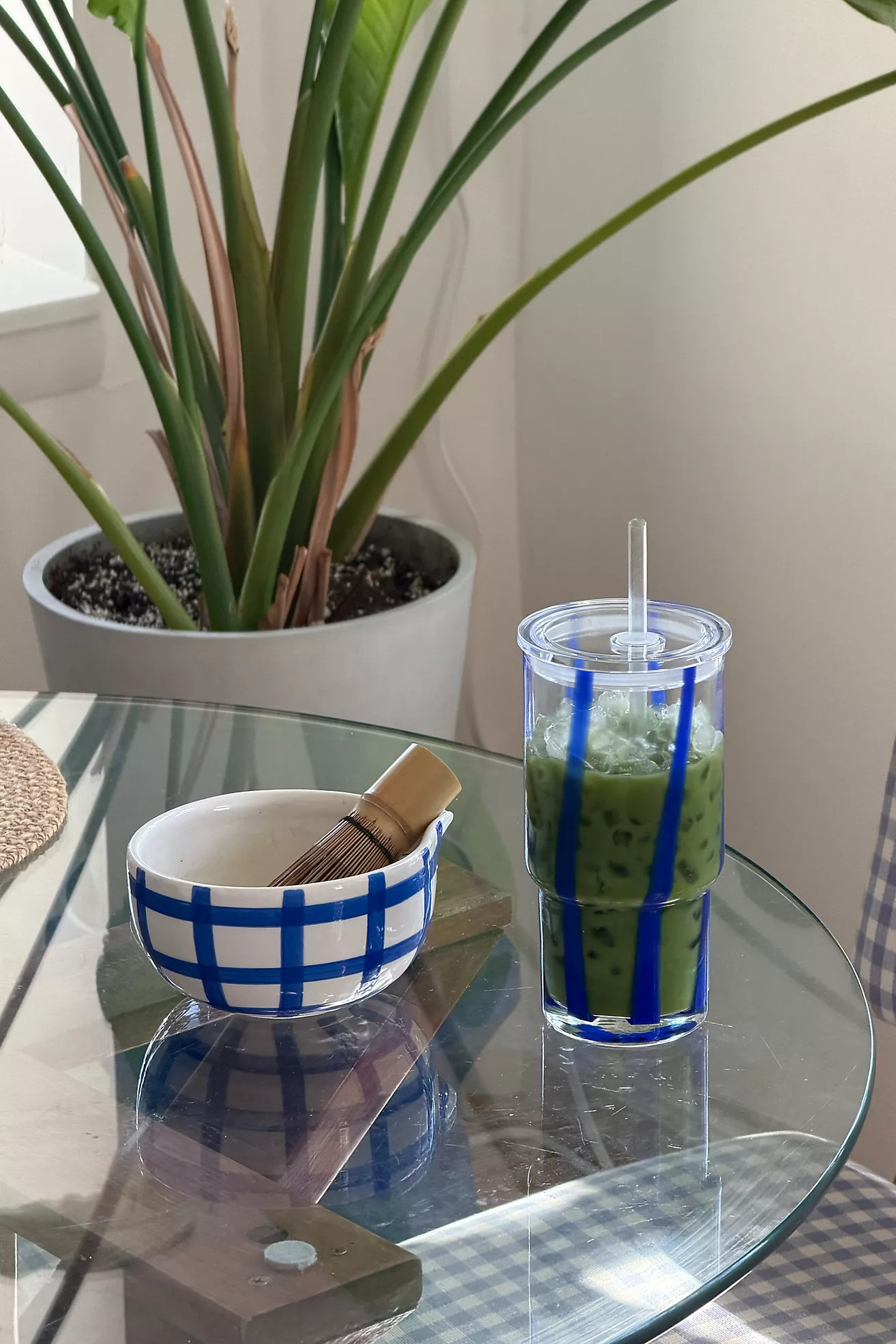The Ribbon Stripe Glass Tumbler with Lid | Anthropologie (US)
