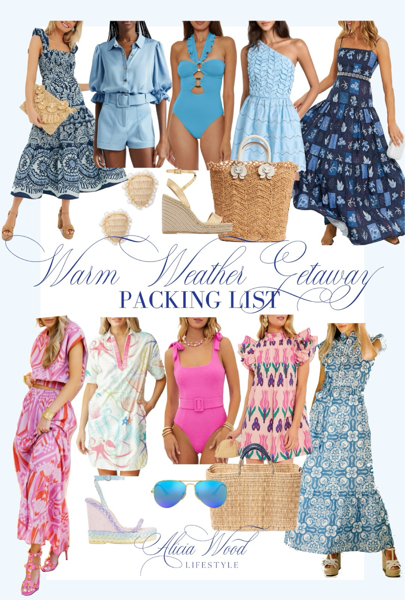 The beautiful weather has me thinking about what to pack for a warm weather getaway!

pamela munson Mimi
Mersea Market basket
Mirada pastel wedge raffia 
Nordstrom mirrored polarized aviator sunglasses
Rockstud metallic wedge espadrille 
Shopbop Atelier Ariadne dress
Kasey belted shorts
Dina satin bodysuit
Soluna ruffle strappy one piece 
Sheridan French gardenia blouse in flaming Geo diamond 
Sheridan French Taylor dress in Azure 
Sheridan French Rhodes dress
Beach Riot sydney belted one piece
Tuckernuck Charlough sleeveless dress smocked midi dress
Tuckernuck Agua dress by Agua Bendita
Tuckernuck raffia corrine studs
Tuckernuck Oliphant dress in sumba pink 

 

#LTKover40 #LTKstyletip #LTKtravel