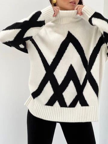 Vienna Loose Fit Sweater | Ivory & Black | Vita Grace