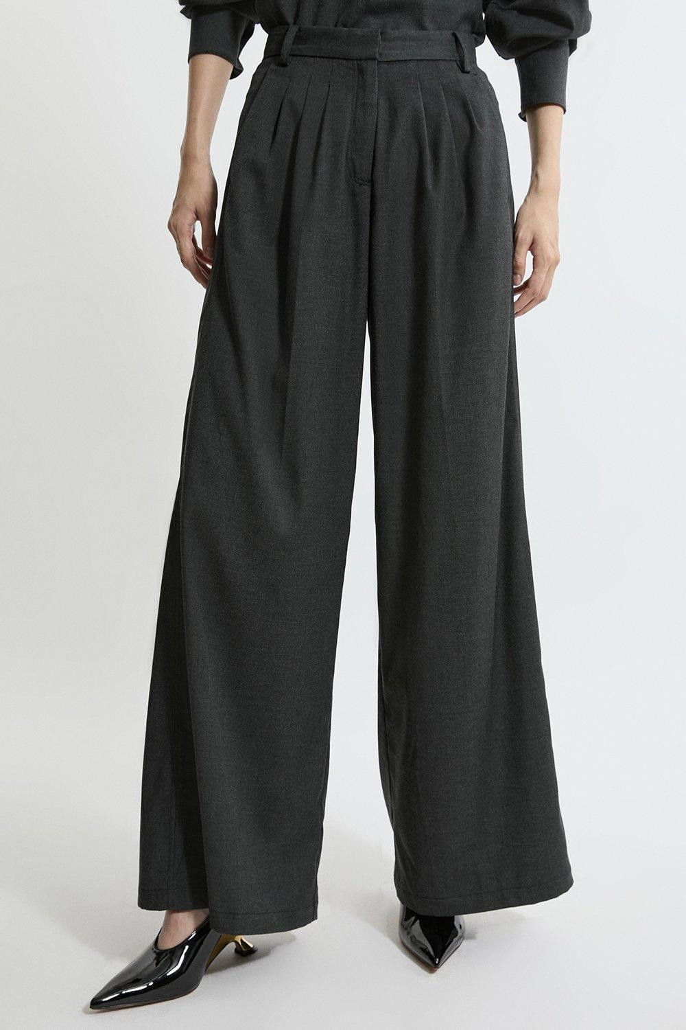 Tailored Wide Leg Darted Trousers | Karen Millen | Karen Millen UK + IE + DE + NL