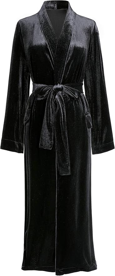 PRODESIGN Women's Long Velvet Robe Soft Warm Bathrobe with Shawl Collar Loose Sleepwear Nightgown | Amazon (US)