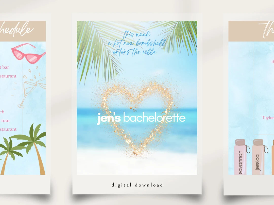 Editable Bachelorette Invite & Itinerary Template (5x7) - Love Island (Deluxe) | Etsy (US)