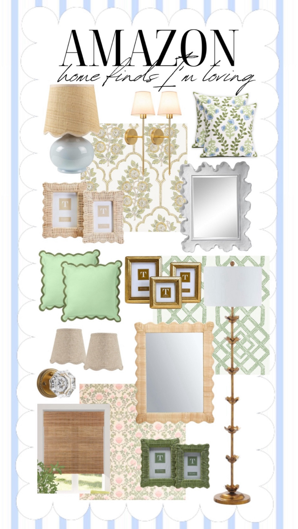 Shop these Amazon home finds I’m currently loving! 


Amazon, home decor, grandmillenial, scalloped, throw pillows, floor lamp, rattan mirror, wallpaper, door knob, picture frame, home finds, Amazon finds, Amazon home decor, sconces

#LTKHome #LTKFindsUnder100 #LTKU