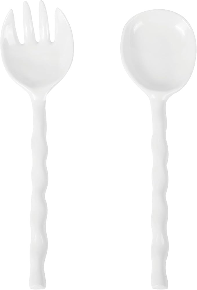 UPware Wave Handle Melamine Salad Servers, Serving Utensil Set, Includes Serving Fork and Spoon f... | Amazon (US)
