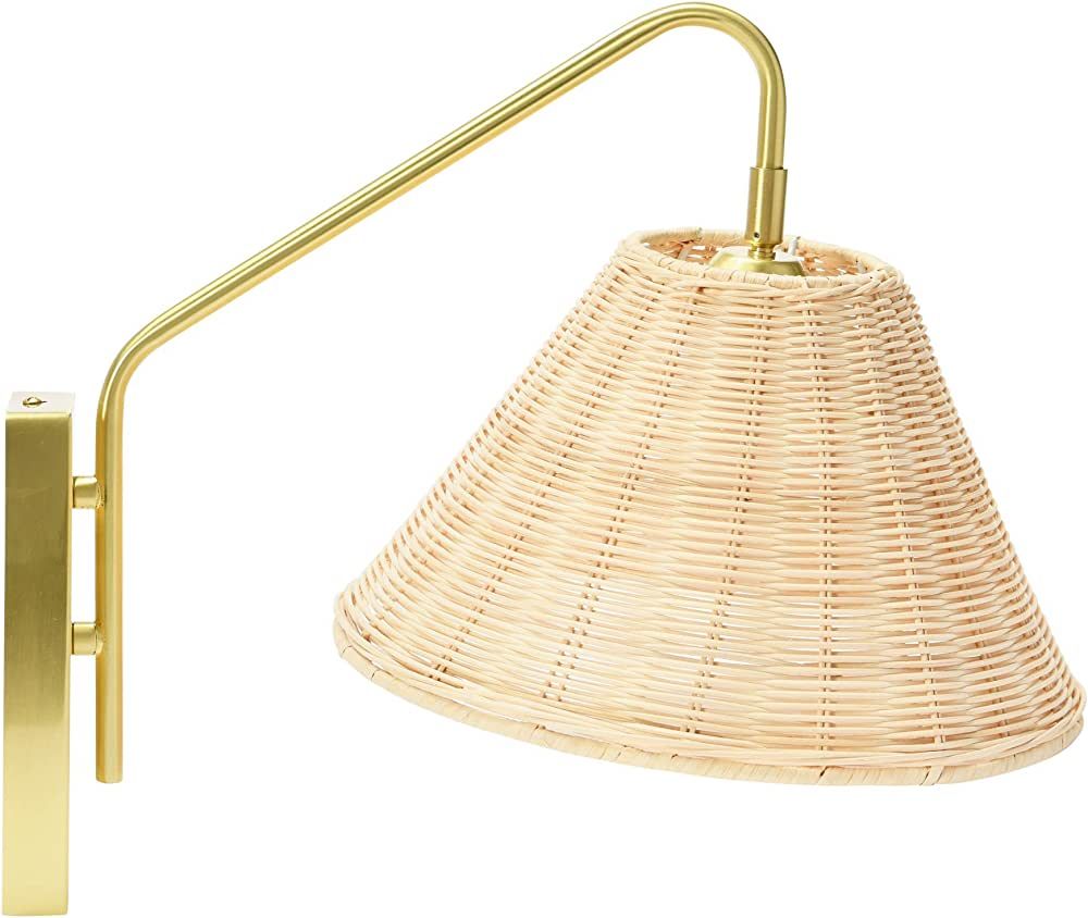 Creative Co-Op EC1117 Rattan and Metal Wall Sconce, Brushed Brass | Amazon (US)
