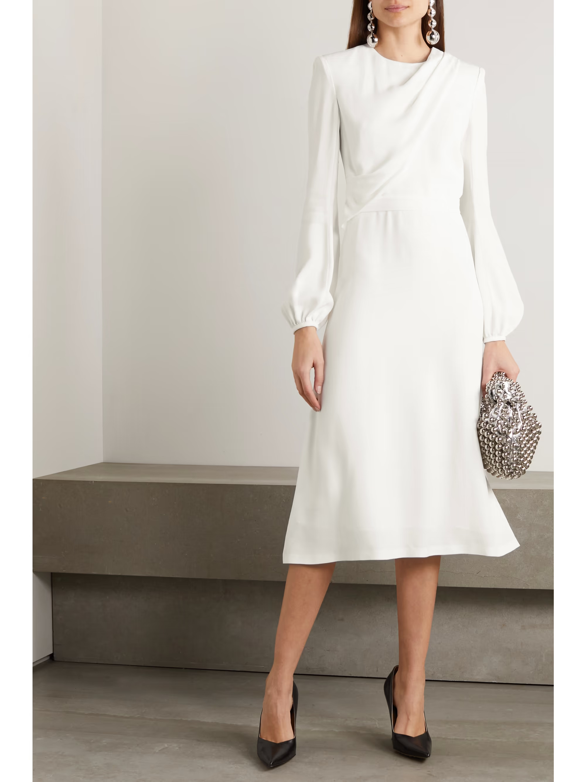 Belted draped crepe midi dress | NET-A-PORTER (US)