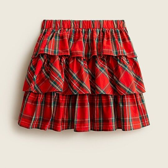 Girls' tiered skirt in tartan | J.Crew US