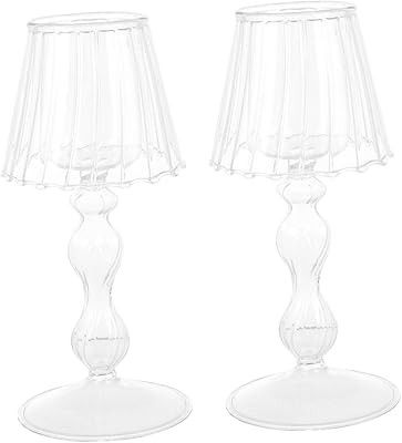 Garneck Glass Tea Light Candle Holder Clear Crystal Table Lamp Shaped Votive Candle Holders Valen... | Amazon (US)