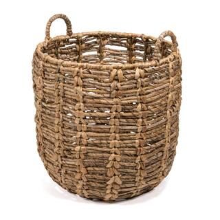 Laurel Bohemian Hand-Woven Abaca Basket with Handles, Natural | The Home Depot