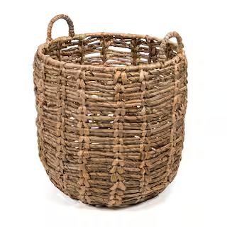 Laurel Bohemian Hand-Woven Abaca Basket with Handles, Natural | The Home Depot