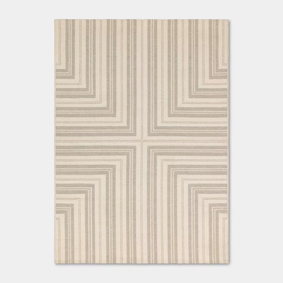 5'x7' Pieced Striped Outdoor Patio Woven Area Rug Tan - Threshold™ designed with Studio McGee | Target
