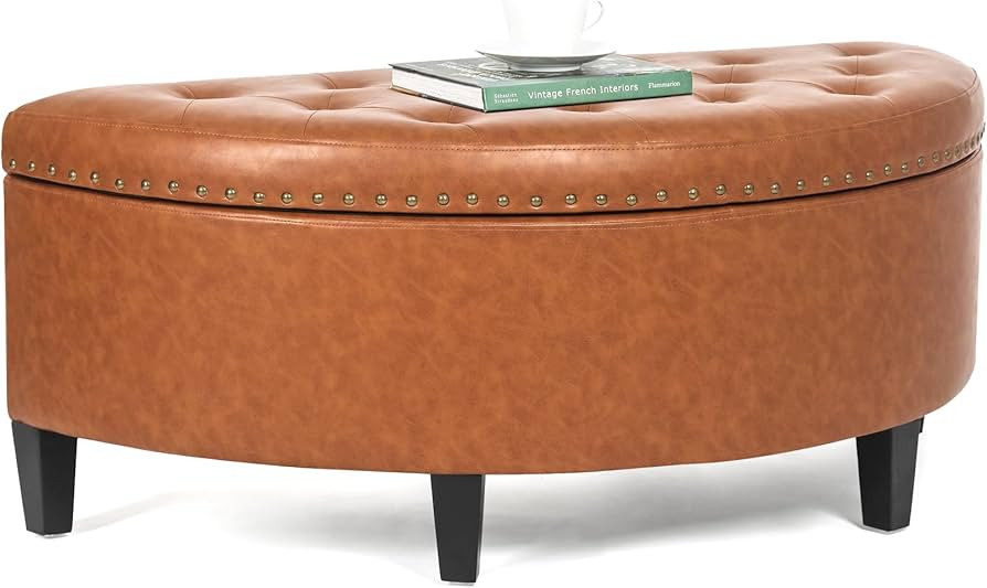 Joveco Storage Bench Half Moon Button Tufted Ottoman for Bedroom Entryway Storage Room Organizer ... | Amazon (US)