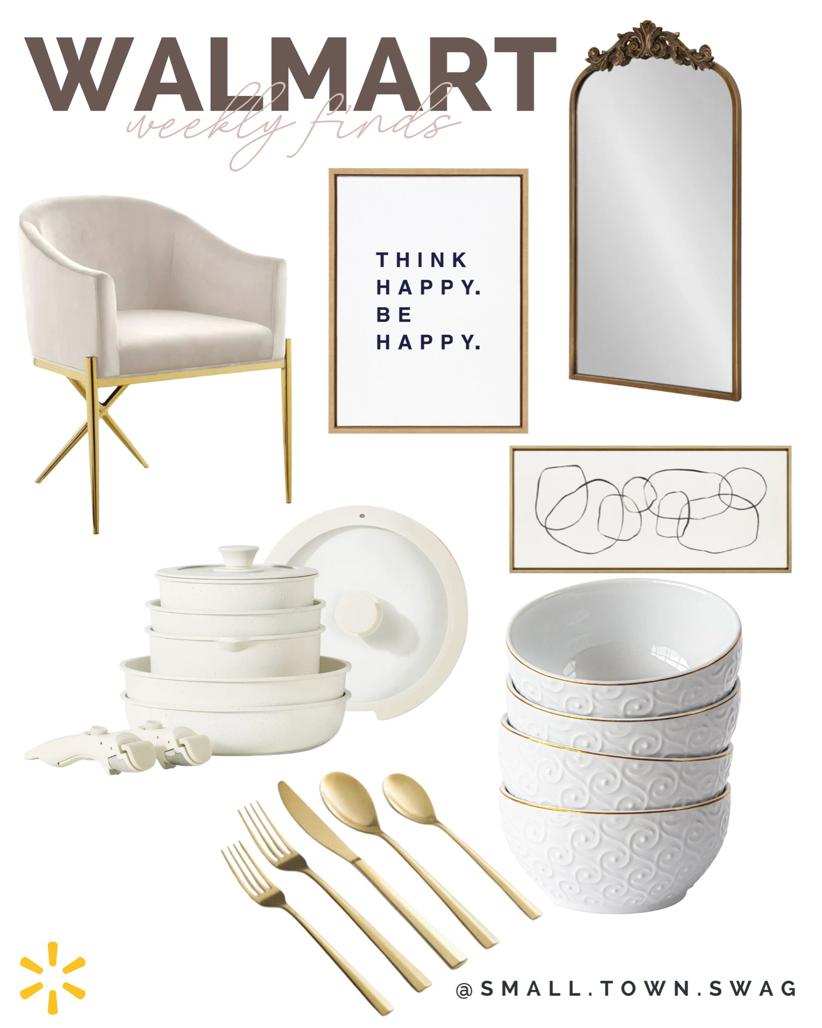 Walmart gold home decor 💛🤍
.
.
.
.
Walmart // walmart home // walmart finds // walmart deals // home decor // home finds // kitchen // dining // living room // family room // bedroom // wall decor // gold home decor // anthro mirror // gold mirror // wall art // pots and pans // removable handle pots and pans // desk chair // accent chair // painting // bowls // utensils // flatware // silverware // 

#LTKBacktoSchool #LTKsalealert #LTKhome