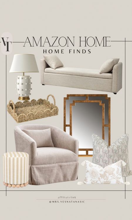 New Amazon Home finds! I am loving this bench, reminds me of my office one. And this mirror is stunning. These are all great affordable and neutral pieces.

#amazonhome #livingroom #bedroom 

#LTKSaleAlert #LTKHome