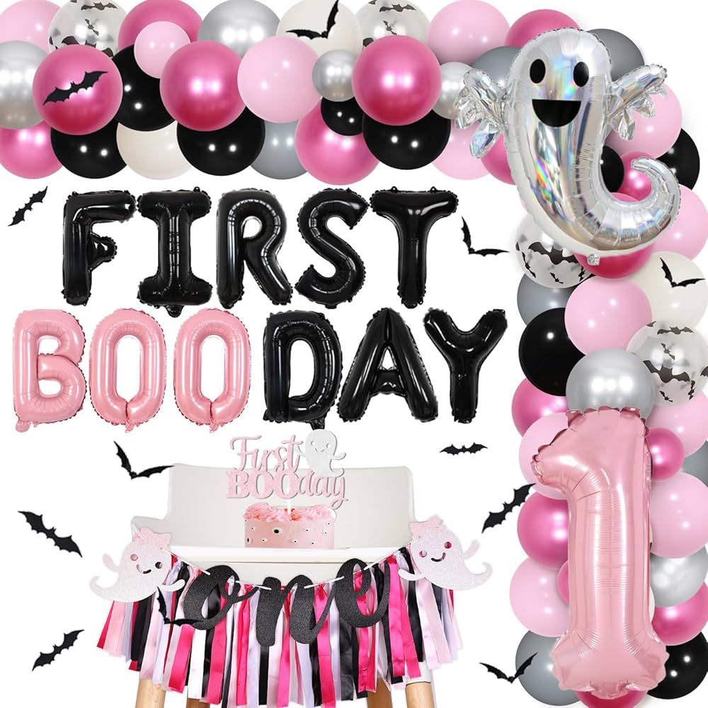 Halloween 1st Birthday Party Decorations Girl Pink First Boo Day Halloween Balloon Garland Arch K... | Amazon (US)