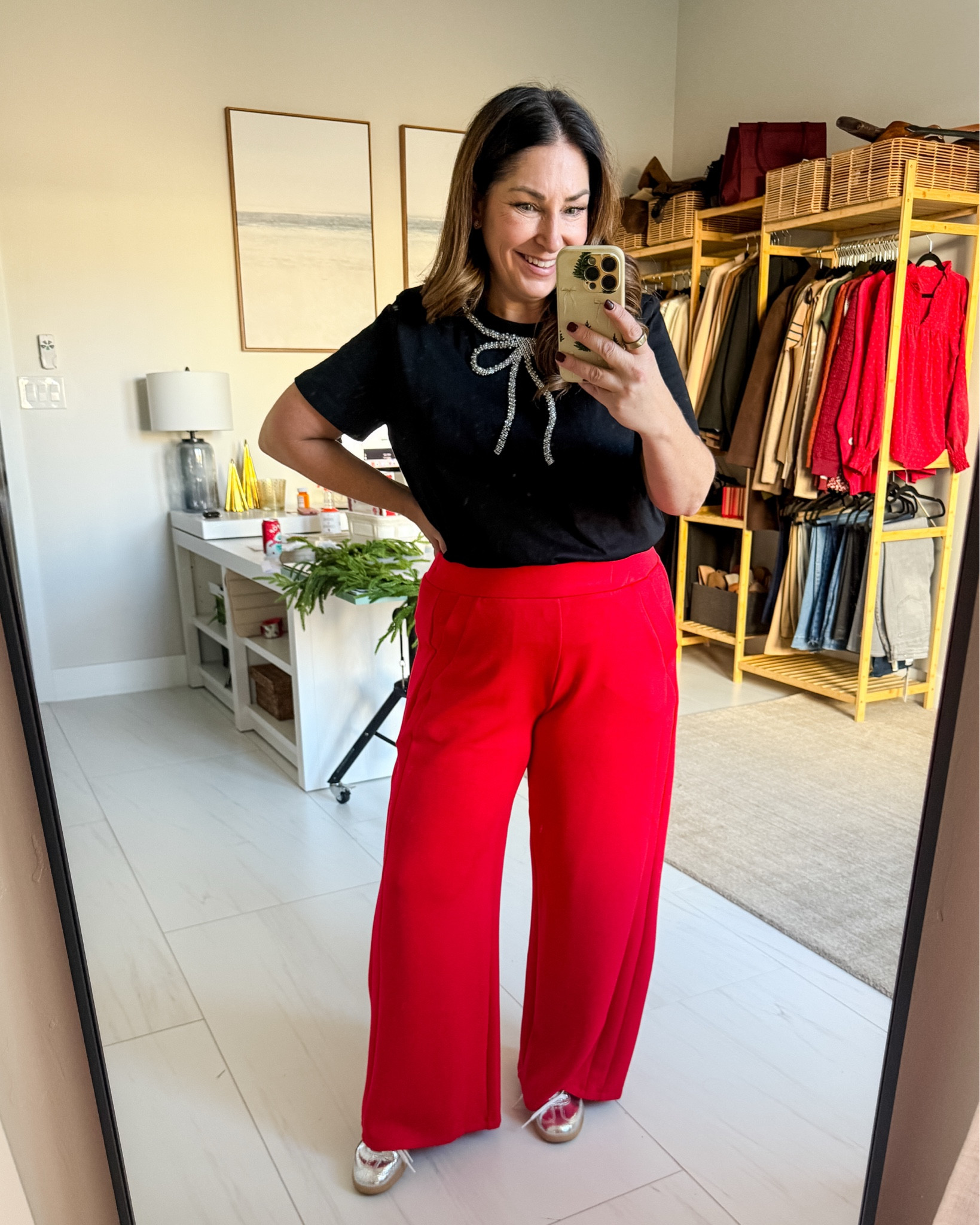 Favorite things party outfit! Wearing large in top, need large petite in pants, wearing XL petite 

#LTKOver40 #LTKMidsize #LTKHoliday