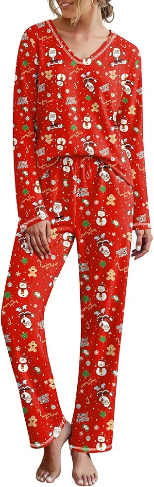 Ekouaer Women's Pajamas Set 2 Piece Fuzzy Lounge Set Long Sleeve Sleepwear Fall Winter Loungewear... | Amazon (US)