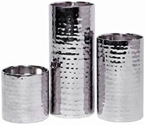 Hosley Set of 3 Pillar Candle Holders Silver Finish 7 Inch 5 Inch 3 Inch High. Ideal Gift for Wed... | Amazon (US)