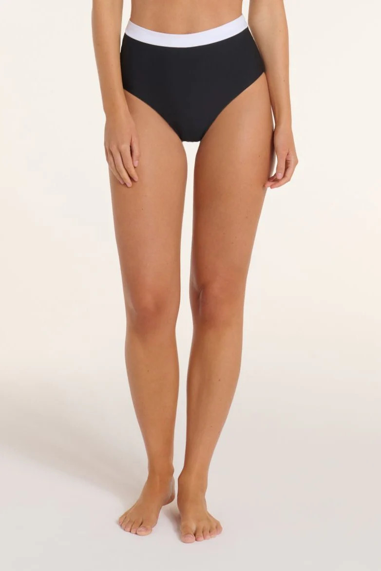 Lauren High Waisted Two-Piece Swimsuit Bottom in Black and White | Hermoza
