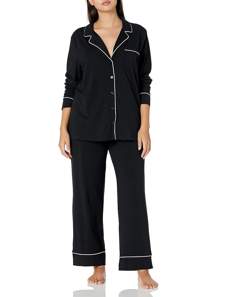 Amazon Essentials Women's Cotton Modal Long-Sleeve Shirt and Full-Length Bottom Pyjama Set | Amazon (UK)