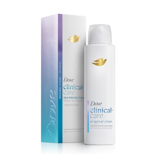 Dove Clinical + Care Antiperspirant Deodorant Dry Spray for Women Original Clean with Nourishing Serum 3.8 oz | Amazon (US)