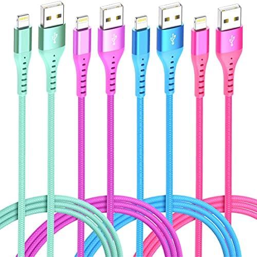 iPhone Charger Lightning Cable Colorful Rapid Cord [4Pack 3/6/6/10ft] Apple MFi Certified Long US... | Amazon (US)
