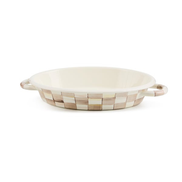 MacKenzie-Childs Mocha Check Medium Oval Gratin Dish | MacKenzie-Childs
