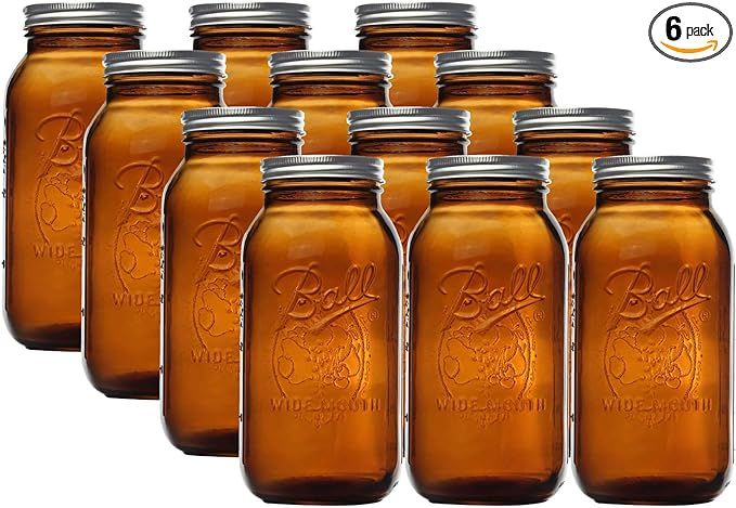 Ball WIDE MOUTH Half-Gallon (64 oz.) Glass Food Preserving Pickling Canning Mason Jar with Lid an... | Amazon (US)