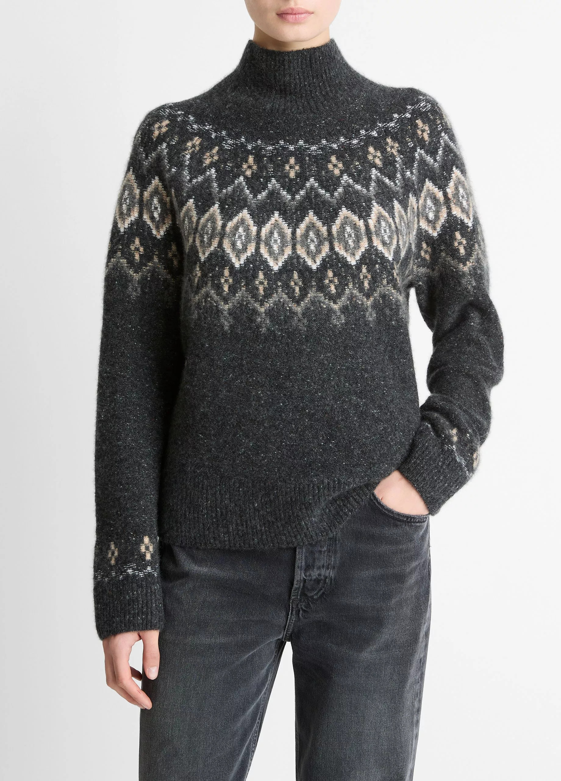 Fair Isle Donegal Cashmere Turtleneck Sweater | Vince LLC