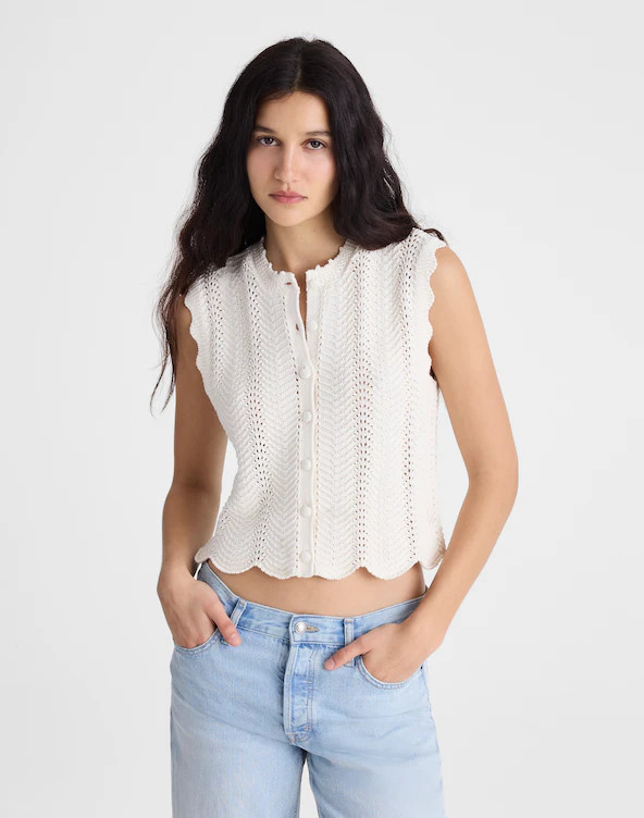 Wavy-Knit Button-Front Shell Top | Madewell