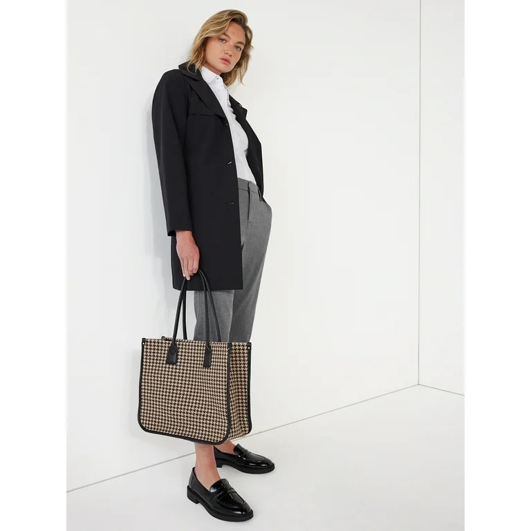 Time and Tru Women's Houndstooth Tote Bag, Tan - Walmart.com | Walmart (US)