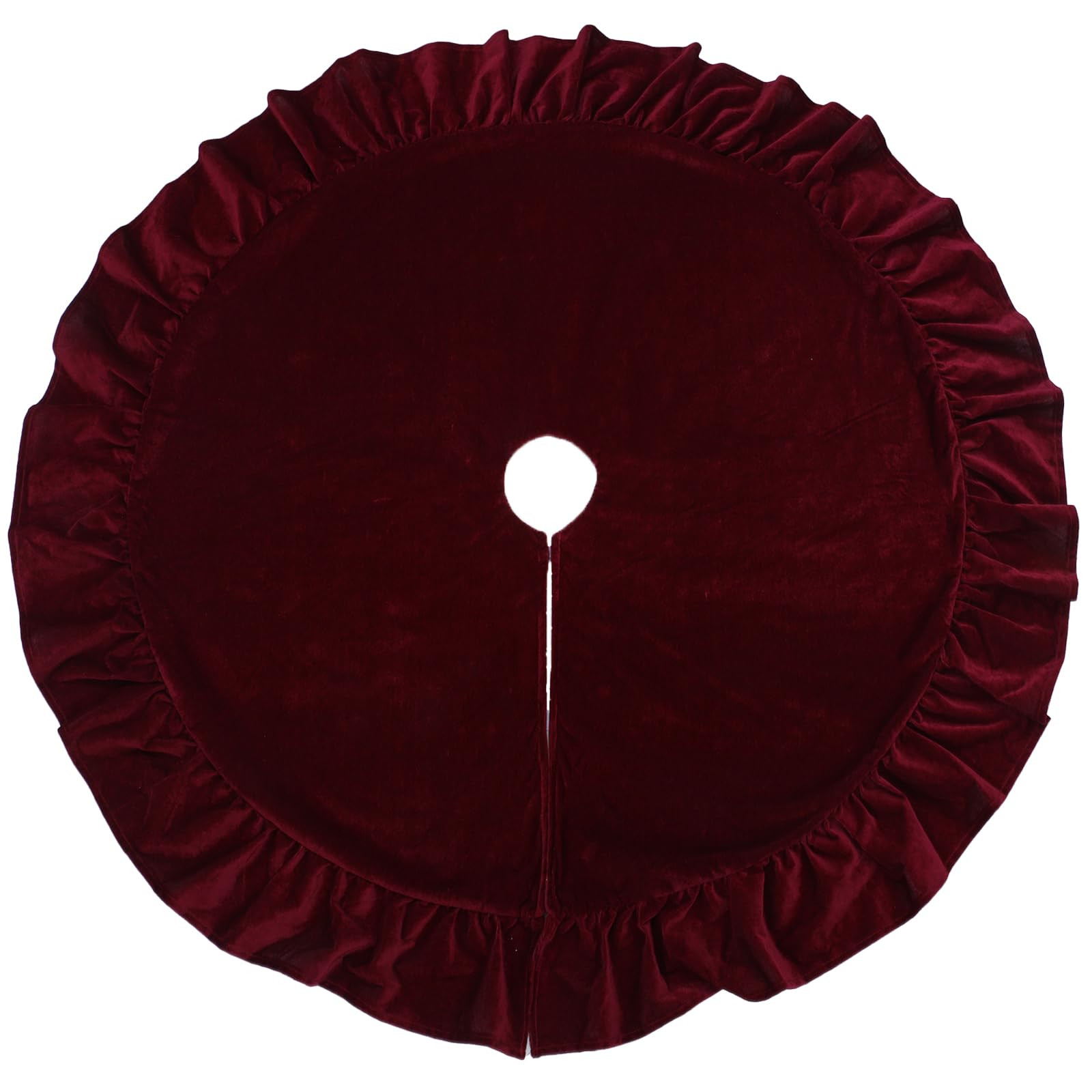 48-Inch Red Velvet Christmas Tree Skirt – Ruffled Holiday Tree Skirt for 6ft to 7.5ft Trees, Vi... | Amazon (US)