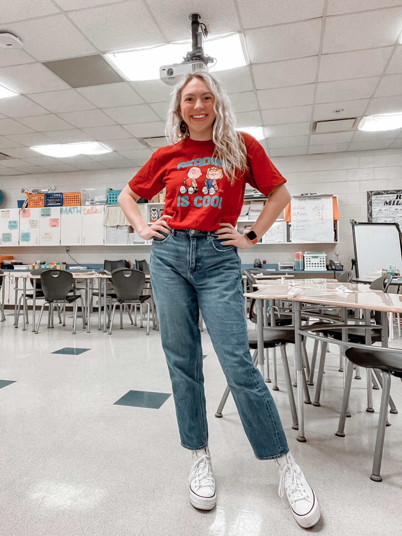Teacher outfit, work outfit, workwear, spring outfit, teacher style, teacher shirt, teacher tee, converse, reading t-shirt, reading shirt, spring teacher outfit

#LTKunder100 #LTKSeasonal #LTKunder50