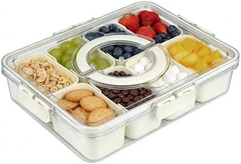 Snackle Box Container, Snack Box Container, Divided Serving Tray with Lid & Handle for Snackle, V... | Amazon (US)