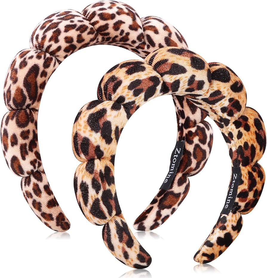 Spa Headbands for Facial Skincare, Terry Cloth Set of 2 - Puffy Makeup and Face Washing Headbands | Amazon (US)