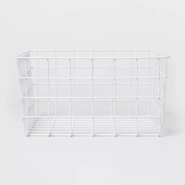 13" Rectangular Steel Decorative Baskets White - Room Essentials™ | Target
