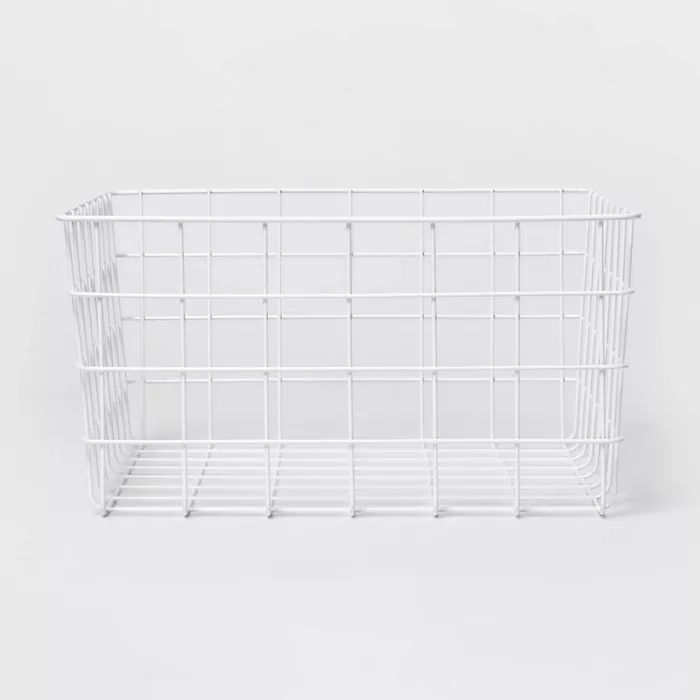13" Rectangular Steel Decorative Baskets White - Room Essentials™ | Target