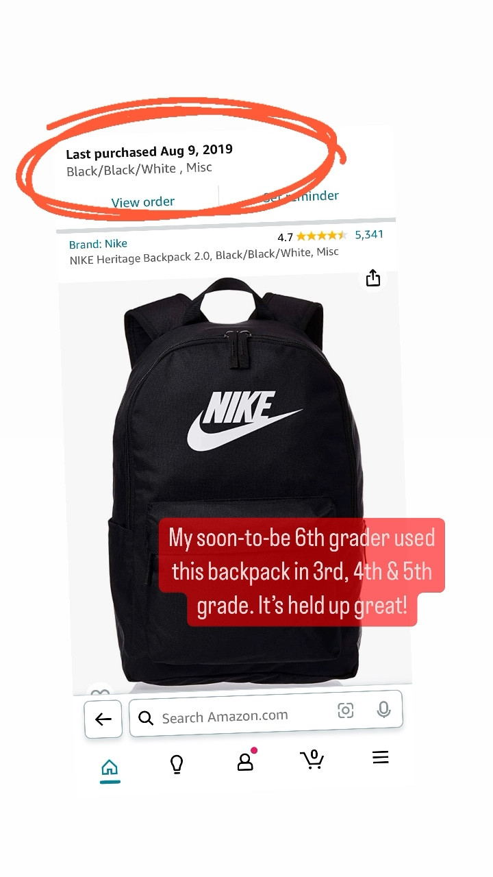 Let’s talk durability…
3 years. My kiddo used this in 3rd, 4th and 5th grade. Smack dab in the midst of hybrid school—where they had to haul ALL of their books and binders home in case school was remote again. Remember those days? I shudder to think of them, but this backpack gets an A+ from me!

To make shopping easy, I just found the list on Walmart that’s been uploaded by the school. Buuuut…there were a few items I chose to grab off of Amazon so they would be a *little* different than the Walmart ones. I added them here. The scissor pack is an absolute steal. He picked the ones he wanted, and I now have extra scissors in the house. (They disappear fast!)
#nike #backpacksforboys #backpacks #schoolsupplies #budgetfriendly #backtoschool #backtoschoolshopping #schoolshopping 

#LTKBacktoSchool #LTKfamily #LTKkids