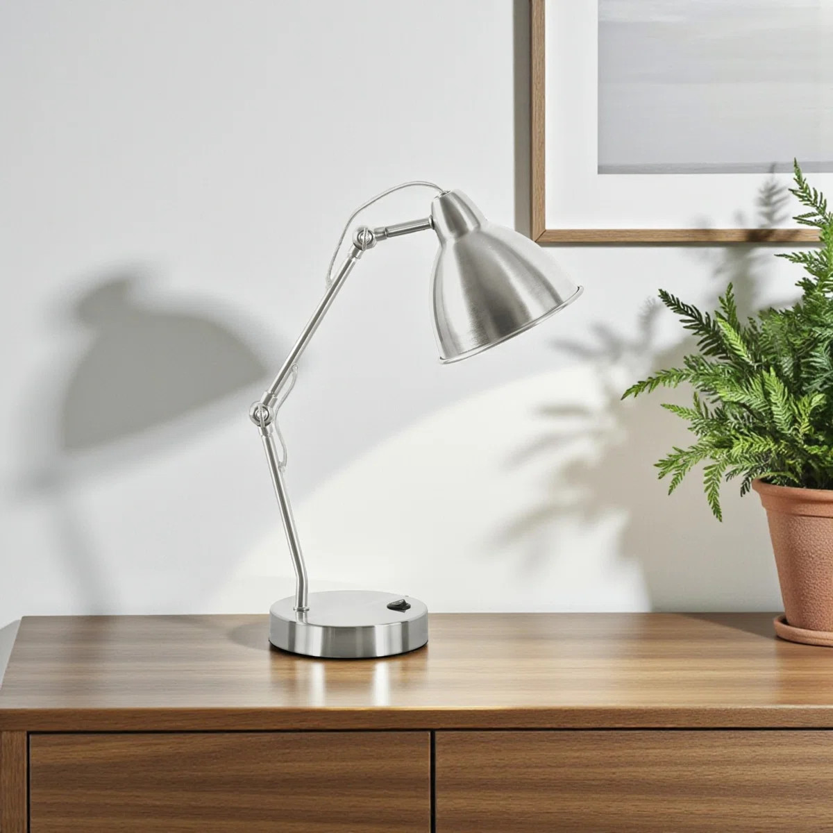 Kailyn Modern Nickel Metal Table Lamp with USB Port, 16.57'' H X 5.73'' W X 11.54'' D | Wayfair North America