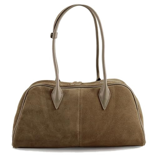 (Genuine Leather) Suede Shoulder Bag Purse Tote Handbags Hobo for Women, Fashion Top Handle Brown Burgundy Bags (Sand Suede) | Amazon (US)