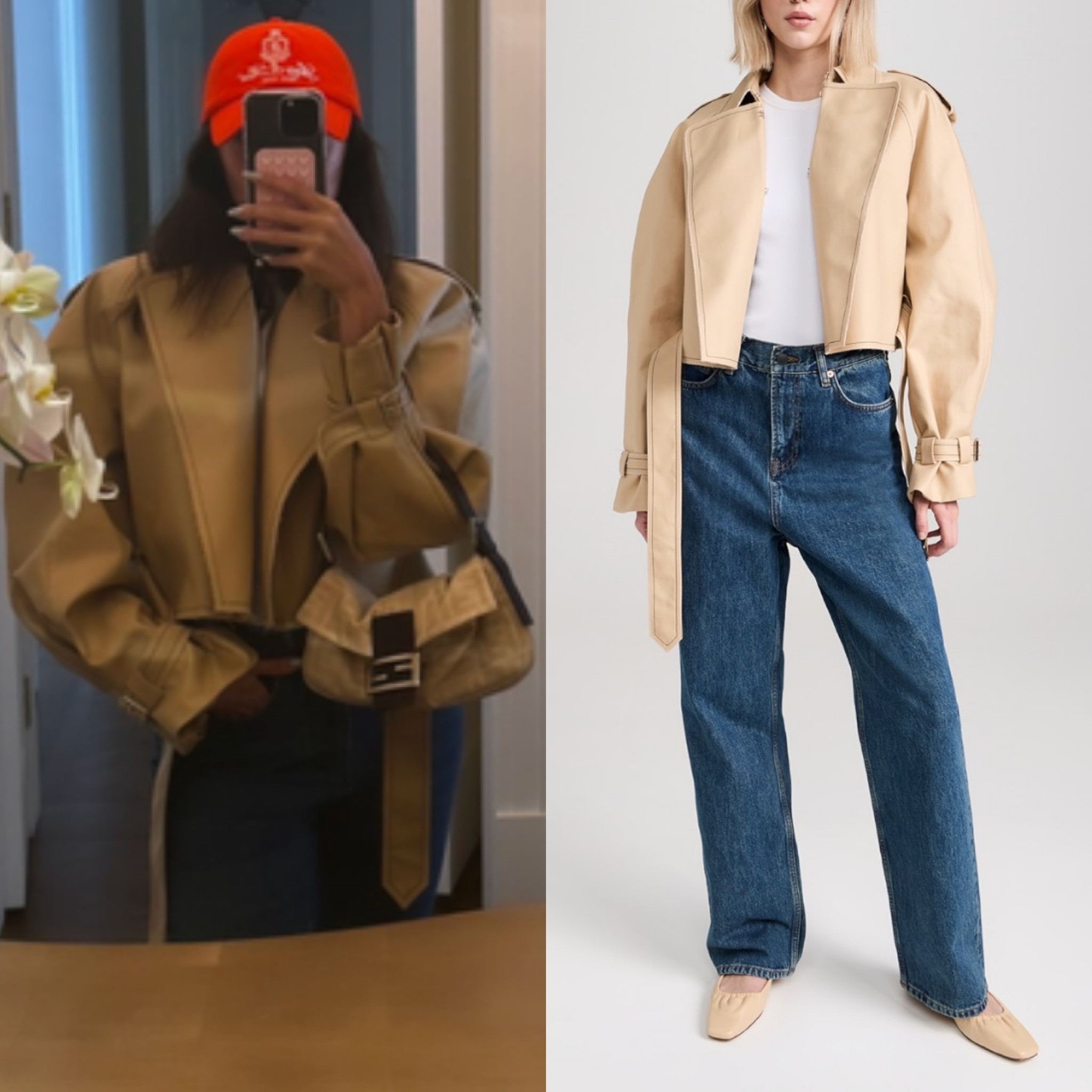 Paige DeSorbo’s Tan Cropped Leather Jacket 📸= @paige_desorbo 